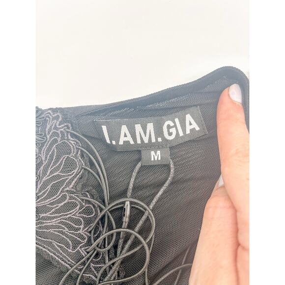 I.AM.GIA Ellery Dress Black Butterfly Long M New with Tags - Picture 8 of 13